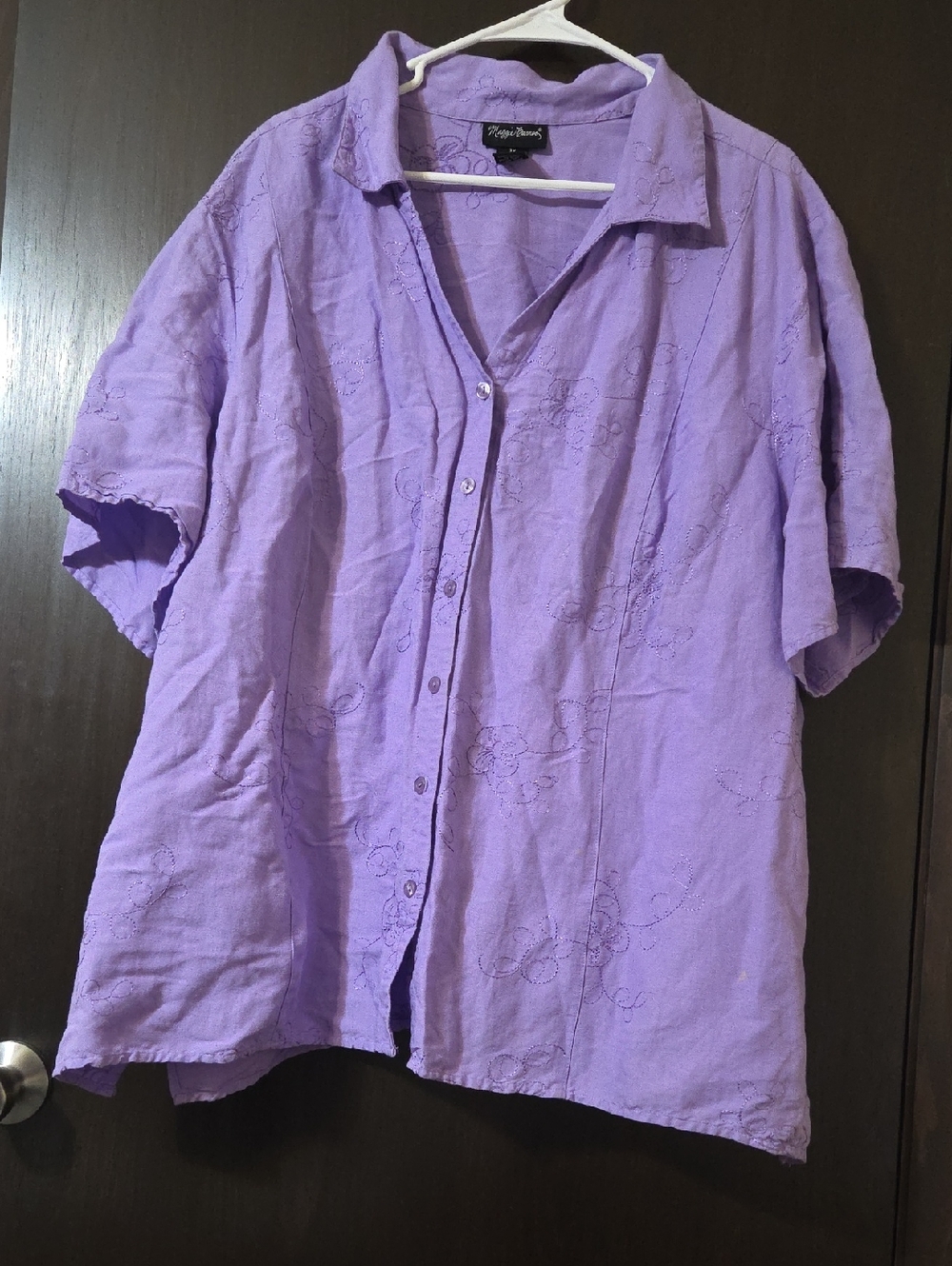 Maggie Barnes top purple button-down 26/28